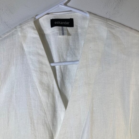 Womens Eskandar Bergdorf Goodman Ribbed Look Linen Button Vest Cream 10 - 12 - Picture 3 of 10